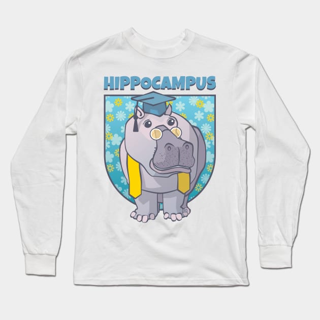 Hippocampus College Hippo Long Sleeve T-Shirt by Sue Cervenka